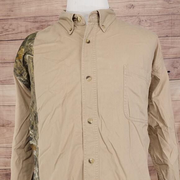 REDHEAD LONG SLEEVE BEIGE KHAKI CAMO HEAVY BUTTON UP SHIRT MENS SIZE 2XLT TALL - Picture 1 of 6